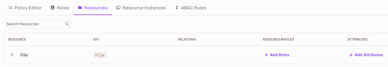 Resources tab with the File resource and the Add Attributes link