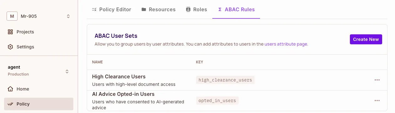User set form for high-clearance users