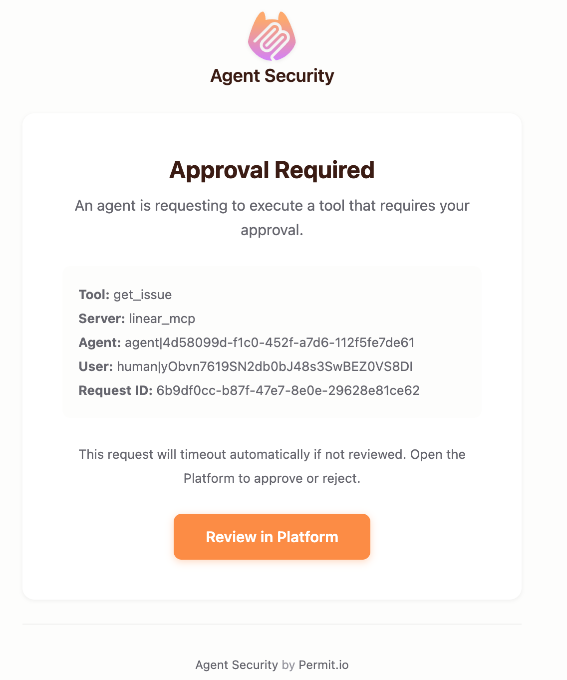 Approval request notification email