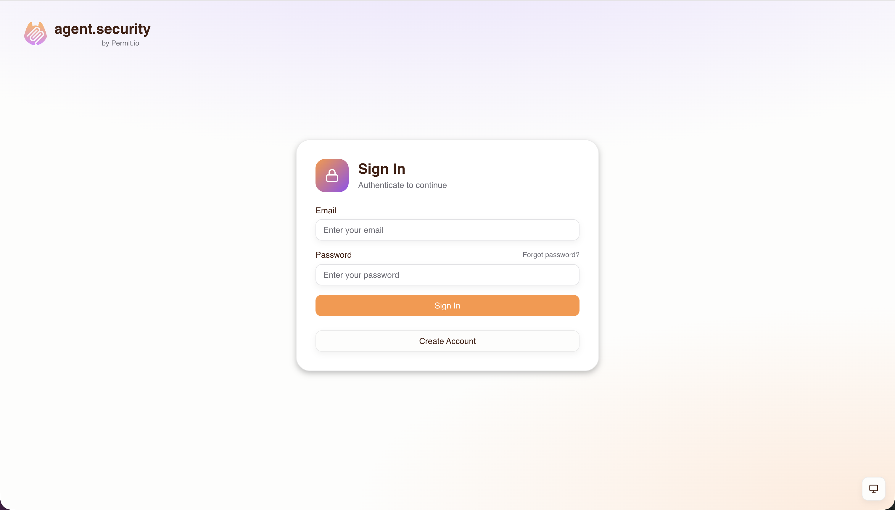 Consent flow sign-in screen