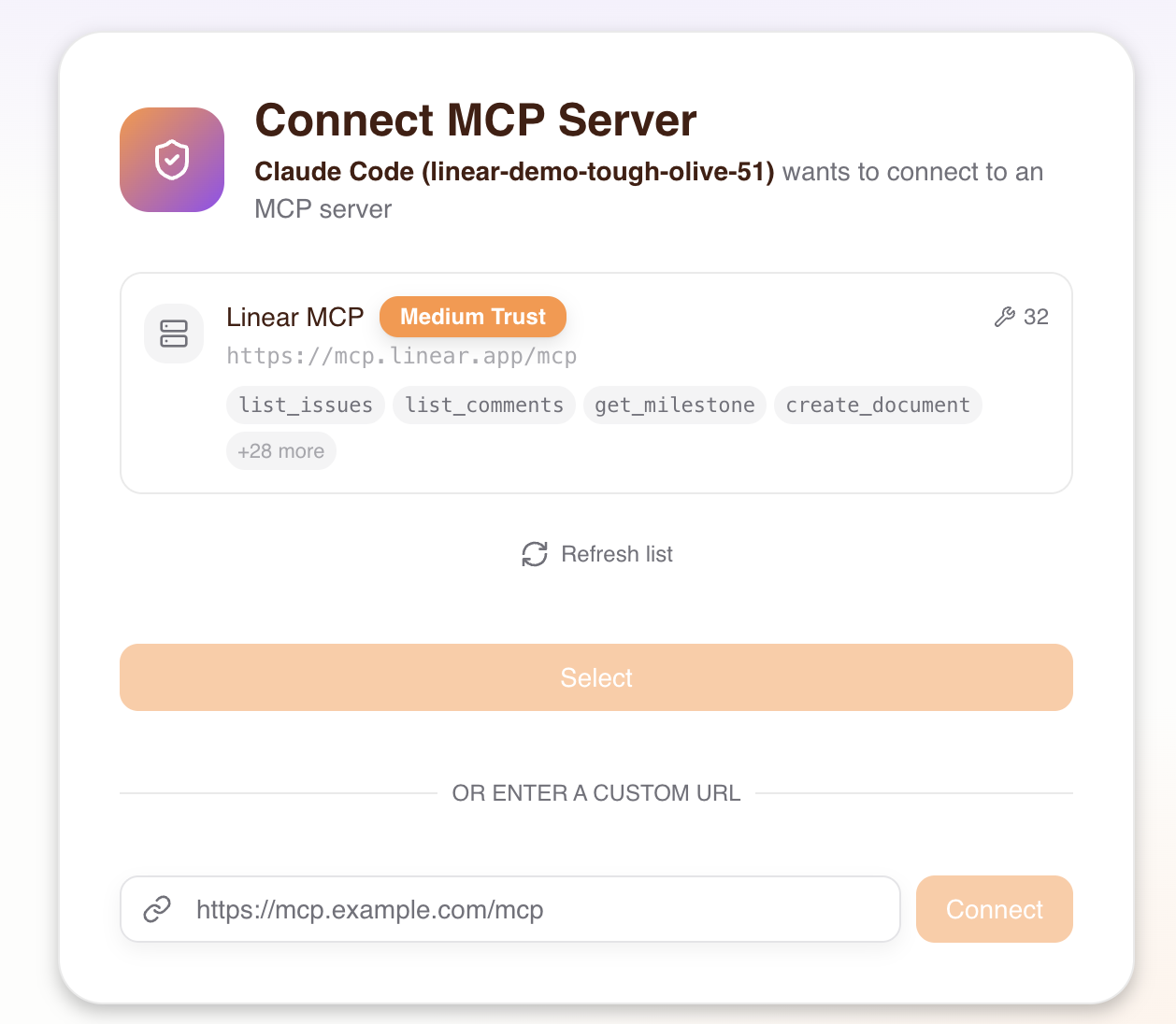 Claude Code connected to the gateway with Medium trust