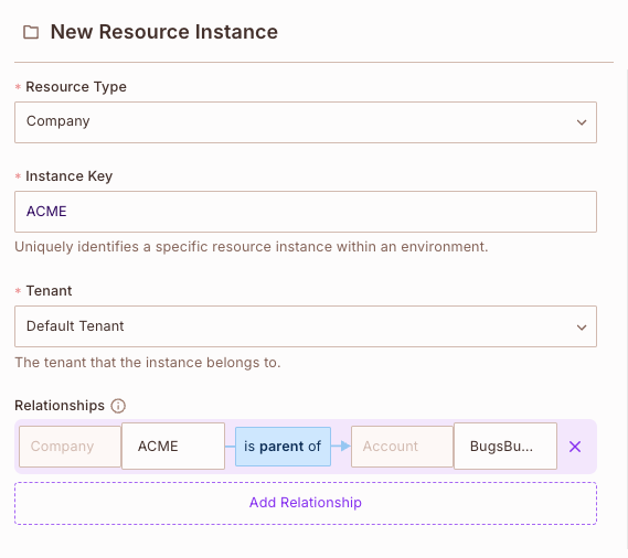 Resource instance form with a relationship to another resource instance