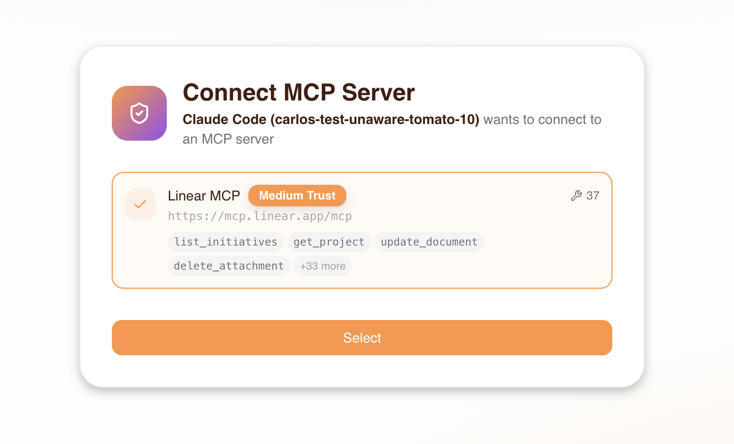 Consent flow server selection screen